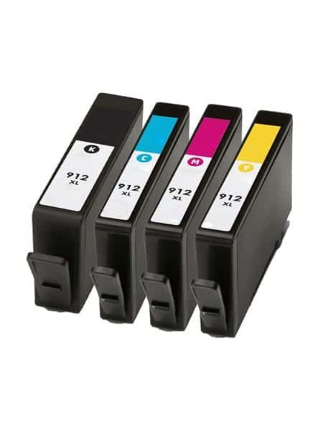 أتش بي إي طقم حبر متوافق 912XL  أسود وسماوي وأرجواني وأصفر - Image 2